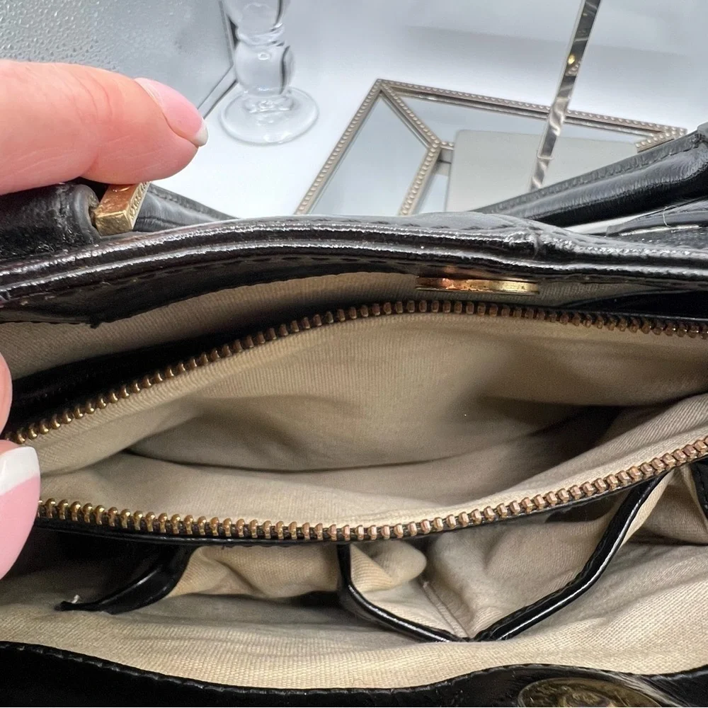 Tory Burch Black Leather Bag with Gold Accent - GUC